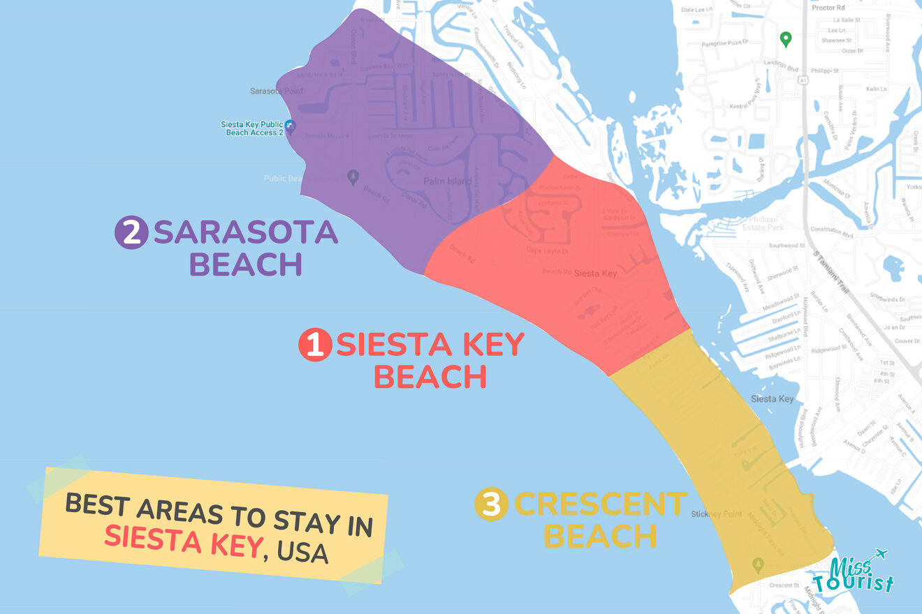 Map of best places to stay Siesta Key